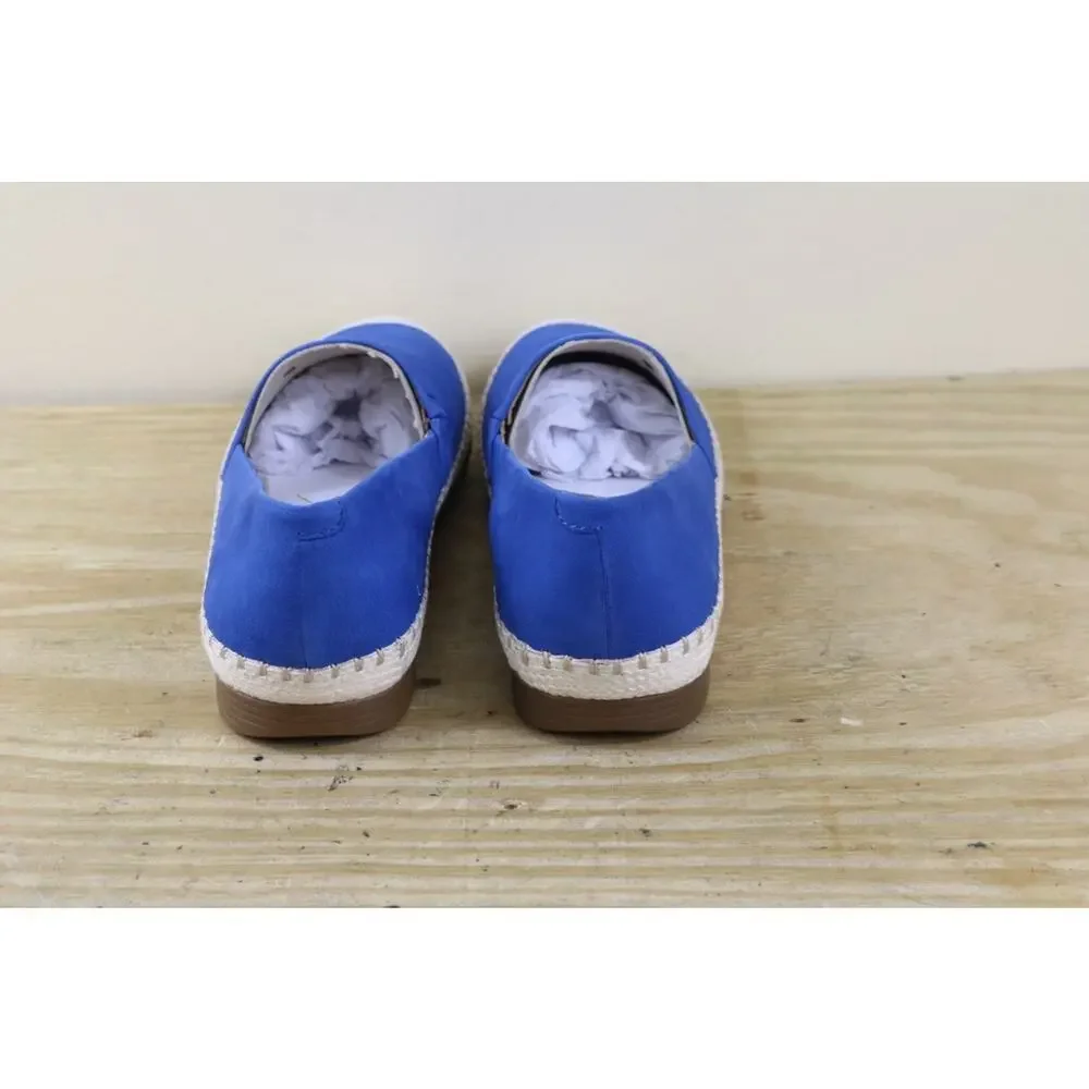Dansko Espadrilles Sandals 6 Blue Leather Lesley Slip On Loafers Shoes New